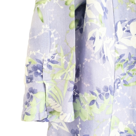 2/$35 Sale JM Colection 100% Linen Jacket-Blouse Lilac Print Size 12 Like New - Picture 5 of 12